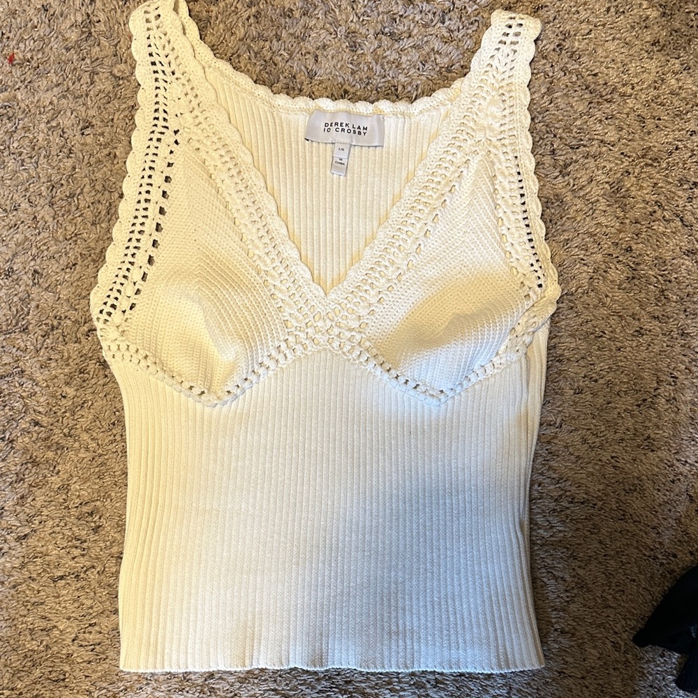 10 Crosby Derek Lam White Knit Tank Top